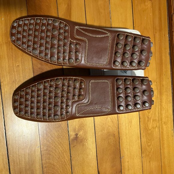 NEW Brown leather driving loafers/moccasins - Lands' End - Picture 8 of 9